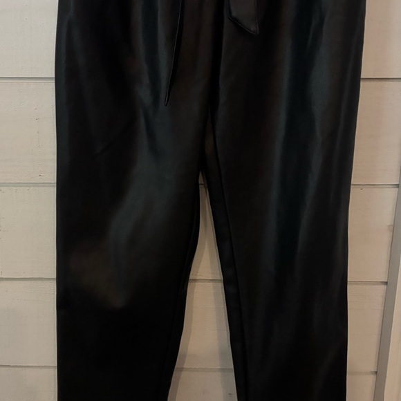 Lucy Paris Faux Leather Paperbag High Waist Ankle Pants Black - Picture 13 of 16